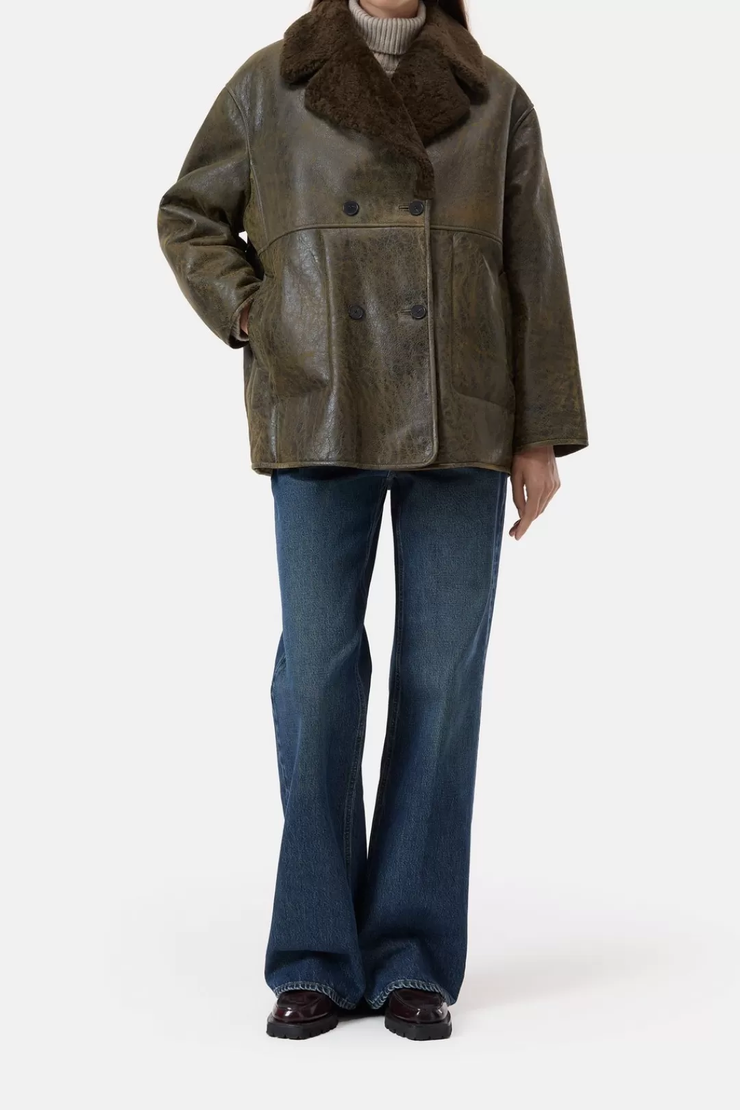 Closed Lambskin coat in a vintage look Ver green Online