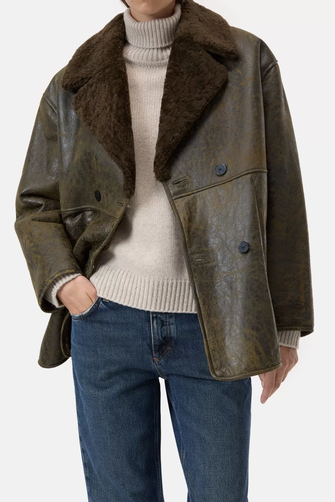 Closed Lambskin coat in a vintage look Ver green Online